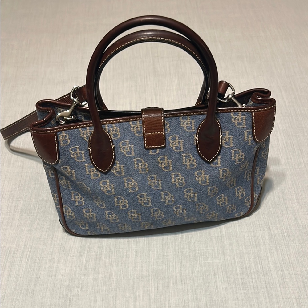 Dooney & Bourke Blue and Brown Monogram Satchel - Picture 2 of 14